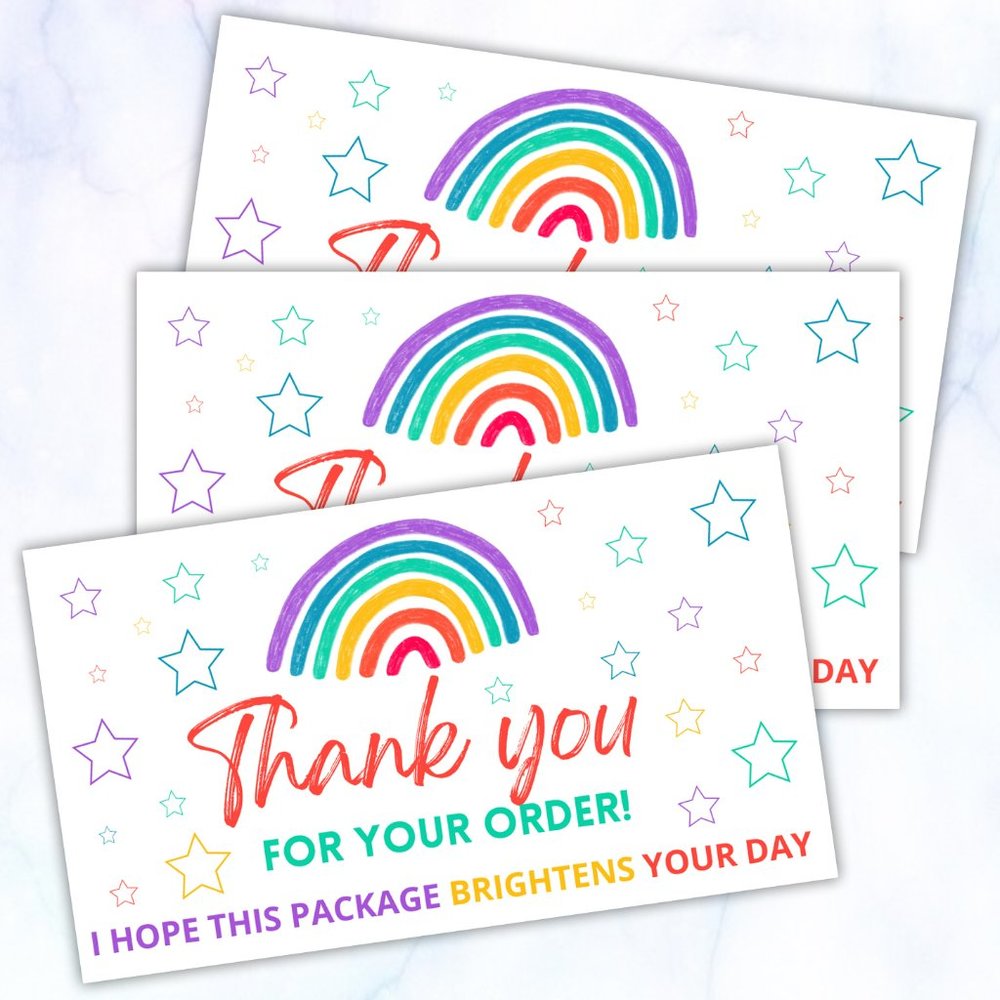 100 Rainbow Thank You Cards - Picture 3 of 4